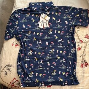 Grand Slam Blue Tropical Performance Polo